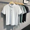 Polos masculinos 2023 Camisa de pólo masculino masculino Camiseta de algodão esportiva de lapela solta Moda sólida de manga Solid Casual Moda