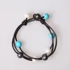 Strand Blue Pearl Bracelets Bangles Natural Beaded Leather Bracelet Handmade Lady Jewelry Birthday Gift Unique Bangle