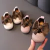 First Walkers Baby Casual Shoes Infant Toddler Bowknot Non-slip Rubber Soft-Sole Flat PU born Bow Decor born Baby First Walker 230520