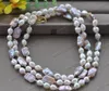 Halsband Z12003 18 "50 '' 18mm Lavender White Square Coin Baroque Pearl Necklace