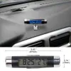 Car Portable 2 in 1 Car Digital Lcd Clock Temperature Display Electronic Clock Thermometer Car Automotive Blue Backlight with Clip