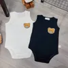 Zomer rompers voor babymerk pluche beer 100% katoenen mouwloze vest jumpsuits pasgeboren meisje jongenskleding 0-24m