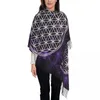 Harvor blommor i livet Sacred Geometry Tassel Scarf Women Soft Geometric Mönster Mandala Shawl Wrap Ladies Winter Fall