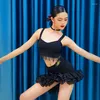 Stage Wear Latin Dance Competition Costume Teen Girls ChaCha Practice Dancewear Fringe Tops Biseau Jupe Tango Performance Vêtements YS3883