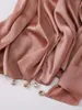 Designer de vêtements ethniques Crinkle Satin Soie Hijabs Diamant Pendentif Écharpe Couleur Unie Plaine Musulman Châles Foulard Turban Echarpe Foulard