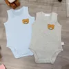 Zomer rompers voor babymerk pluche beer 100% katoenen mouwloze vest jumpsuits pasgeboren meisje jongenskleding 0-24m