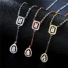 Necklace Earrings Set 2pcs/set Fashion Water Drop Cubic Zirconia Choker For Women Silver/Gold Color Stud Necklaces Party Style