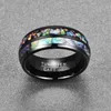 Rings Nuncad New Fashion Hot Men Rings Electroplated Black Inlaid Shells Opal Dome Tungsten Steel Ring Size 7/8/9/10/11/12 T090R