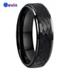 Кольца Крутое кольцо-молот, черные вольфрамовые обручальные кольца для мужчин и женщин, многогранная матовая отделка, 6 мм, 8 мм, удобная посадка