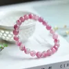 Strand Natural Watermelon Red Tourmaline Lepidolite Stretch Armband 8mm 10mm Women Rose Round Beads smycken Femme