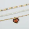 Choker Vinatge Perlenkette für Frauen, Herz-Anhänger, Statement-Halsketten, mehrschichtige Perlen, Schmuckzubehör
