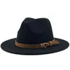 Beanies 2023Women Men Wool Fedora Hat With Leather Ribbon Gentleman Elegant Lady Winter Autumn Wide Brim Jazz Panama Sombrero Cap1 Scot22