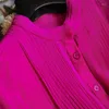 Camicette da donna Pieghettate Top in seta dritta per donna Estate T-shirt di lusso leggero di alta qualità Colore puro Abbigliamento estetico elegante