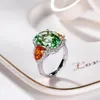 Cluster Rings Vintage Oval Adjustable For Women Silver Color Tourmaline Unique Green Open Ring Wedding Party Jewelry Wife Gifts