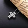 Necklaces Slovecabin Japanese Famous 925 Sterling Silver Red Blue Zircon Double Cross Silver Gold Color Men Women Pendant Cross Necklace