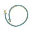 Bangle Gold Color Blue Turquoises Stone 3mm Tennis Chain Armband For Women Fashion Jewelry 16cm 18cm 20cm