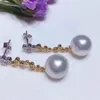 Dangle Earrings D516 Pearl Fine Jewelry 925 Sterling Silver 8-9mm Nature Fresh Water White Pearls Drop