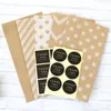 Gift Wrap 5pcs Paper Bag Brown Kraft Stripe Dot Packaging Biscuits Candy Food Nuts Baking Bread BagGift WrapGift