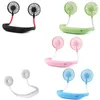 Hand Free Neck Fans Party Favor Portable USB Rechargeable Dual Mini Air Cooler Summer Neck Hanging Fan