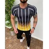 Heren t shirts 2023 sik zijden print t-shirt zomer hiphop mode strepen casual korte mouw polyester snel droog