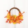 Dekorativa blommor 1pc Autumn Theme Door Wreath Artificial Pumpkin Berries Pine Cone Maple Home Holiday Party Material Halloween Decoration