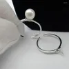 حلقات الكتلة 2pcs/lot 925 sterling Silver Cabochon للمجوهرات DIY صنع إعدادات الفراغ المفتوحة نتائج الملحقات