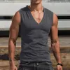 Herren-Tanktops, Herren-Weste, Sommer, V-Ausschnitt, ärmelloses Oberteil, einfarbig, für Fitnessstudio, Laufen, Bodybuilding, schmale Passform, atmungsaktiv, Workout, Streetwear