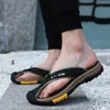 Slippare äkta ko läderskor män sandaler mens flip flops casual classic massage strand antislip sommar 230520