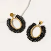 Boucles d'oreilles mode chaîne perles Ellipse pendentif rétro grand géométrique oreille bijoux cadeaux d'anniversaire pour femmes filles