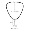 Chains Fashion Men's Stainless Steel Simple Key Leather Rope Necklace Cross Border Cool Personalized Titanium Goth