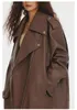 Women's Leather Spring Autumn Cool Oversized Soft Brown Faux Biker Jacket Women Zipper Loose Luxury Designer Unisex Clothes 2023