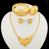 Halskette Ohrringe Set Dubai Afrikanischer Schmuck 18K Gold Farbe und mit Armband Ring Leopard Design Party Schmuck Damen Geschenke