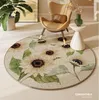 Carpets Japanese Sunflower Flower Round Rug Lamb Wool Thicken Mandala Carpet Buddhist Meditation Mat Yoga Room Floor Art Decoration