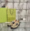 Autumn horsebit loafer canvas shoes net celebrity with bee small leather shoes platform platform women's shoes 01