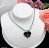 Heart Necklace Female Stainless Steel Couple Gold Chain Pendant Jewelry on the Neck Gift for Girlfriend Accessories Black White Wholesale