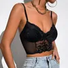 Women's Tanks Sexy Black Lace Cropped Top Women Aesthetic Y2K Camis Tube Tank Corset Streewear Club Party Summer Outfits Underwear Bustier