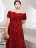 Plus Size Evening Dress Long Party Gowns Shining Sequins Sheer Neckline with Crystal Prom Dresses