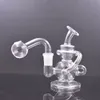 1pcs Hookahs Glass Bong Recycler Dab Rig Smoking Water Pipes Smoke Bongs Tornado Cyclone Recyclers 4.8 Inch 14mm Joint with Male Glass Oil Burner Pipe and Slide Bowl