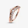 Tidlös önskar flytande ring för Pandora 18K Rose Gold Stacking Rings Designer Jewelry for Women Sisters Gift Crystal Diamond 100% Silver Ring With Original Box