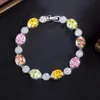 Bangle Pera Fashion Multicolor Oval CZ Crystal Chain Link Silverfärg Tennisarmband för damer Födelsedagsfest smycken gåva B237