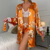 Vêtements de nuit pour femmes Lady Womens Sexy Lingerie Satin Pyjamas Cami Shorts Set Nightwear Long Robes