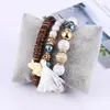 Strand Vintage Tassel Multilayer Beads Bracelets Bohemian Elastyczna żywica Kamienna Banles 3PC/zestaw biżuterii mody dla dziewcząt