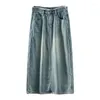 スカート2023デニムスカート女性衣類綿カジュアルストレートミッドカルフ帝国ファルドンズパラミュージャーロング