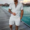 Men's Tracksuits Men's Shirts&Shorts 2 Piece Sets Casual Suit Zipper Lapel T-shirt Short Sleeve Tracksuit Male Jogger