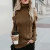 Women's Sweaters Fall/winter Pullover European And American Solid Color Twist-Shaped Long Sweater Long-Sleeved High-Neck Off-The-Shoulder Sw