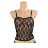 Tanques de mujer Camis Floral Lace Mesh Sheer 90s Vintage Spaghetti Strap Top Mujer Verano Chaleco sin mangas Y2K Fairycore Backless Crop Tops 230520