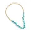 Chaînes Bohème Collier Femme Avec Multicouche Turquoise Rétro Tempérament Perle Chaîne Chandail Empilable