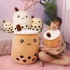 25cm Cute Desetoon Bubble Tea Cup Pillow Pillow Real Vida Real Pearl Tea Toys de pelúcia Coscada