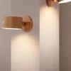 Luci notturne Lampada da lettura in legno 3 livelli di luminosità Sfera rotante a 360° ricaricabile Controllo touch regolabile Comodino Marrone