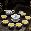 Bärbar keramisk te -utsättning kinesisk kung fu teaset tekanna resenare teaware med väska teaset gaiwan te koppar te ceremoni